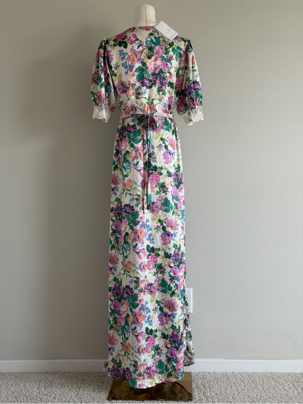 HOPE & IVY Maternity Floral Maxi Dress with Lace Waist - Wadding Guest Romantic - Picture 10 of 16